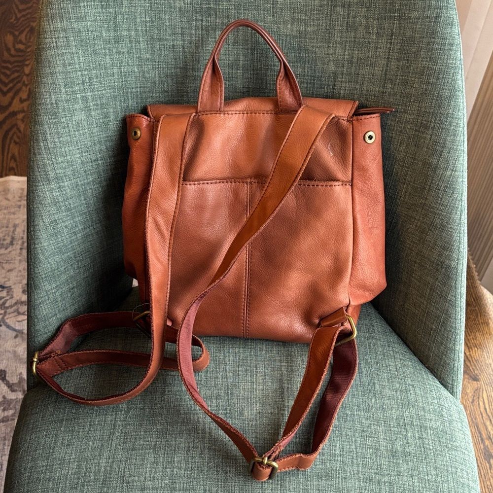 American Leather Co. brown Women backpack Bag purse neutral classic everyday GUC - Picture 8 of 16
